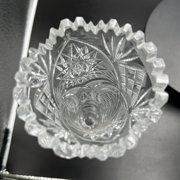 Vintage Hofbauer Crystal Footed Cut Star Vase 6” - Picture 3 of 5